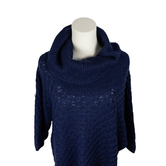 Old Navy XL Dress Sweater Cowl-Neck 3/4 Sleeves Blue - Picture 2 of 6